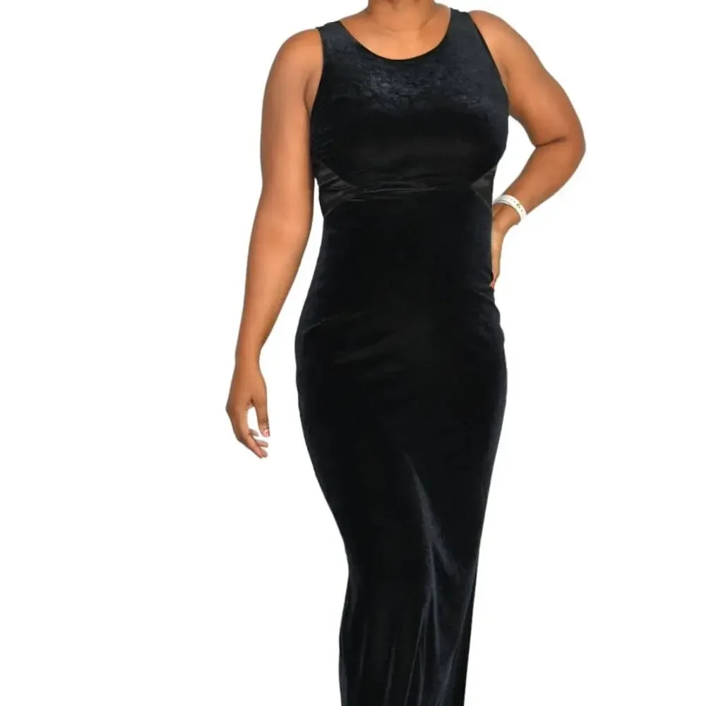 Vintage Dresses | Black Velvet Dress 90s Vintage Sheer Column Maxi Straight Stretch Bodycon Size 4 | Color: Black | Size: 4 | Thethriftanista's Closet Vintage Dresses | Black Velvet Dress 90s Vintage Sheer Column Maxi Straight Stretch Bodycon Size 4 | Color: Black | Size: 4 | Thethriftanista's Closet